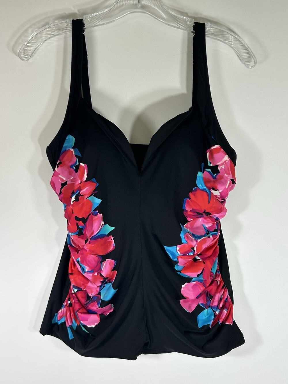 Miraclesuit Floral Side Effects Tankini Swimsuit Top Size 10
